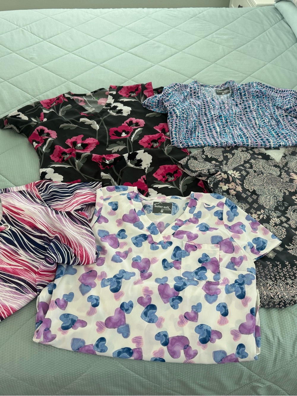 Butter Scrub Top Bundle in White, Black, Pink, Purple, Blue